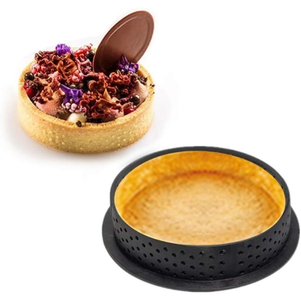 10 kpl Pyöreitä Tartlet-muotteja, Reikäiset Tart-renkaat, Uusiokäyttöiset