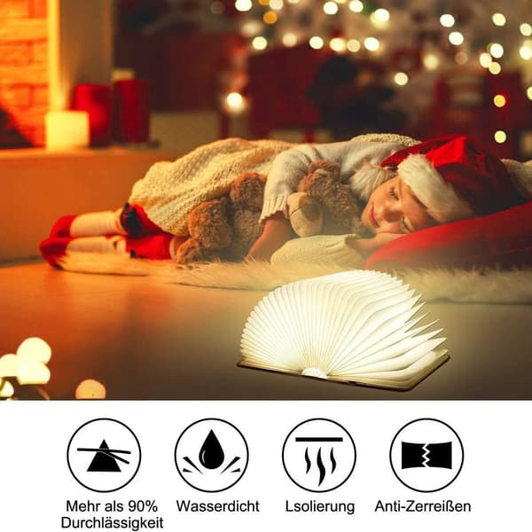 LED-boglampe, 8 farvetilstande boglampe, foldbar træboglampe, USB KLB