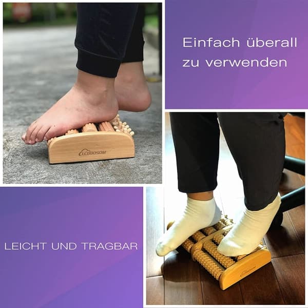 Fodmassage Rulle i Træ til Hjemme- og Kontorbehandling – 20cm