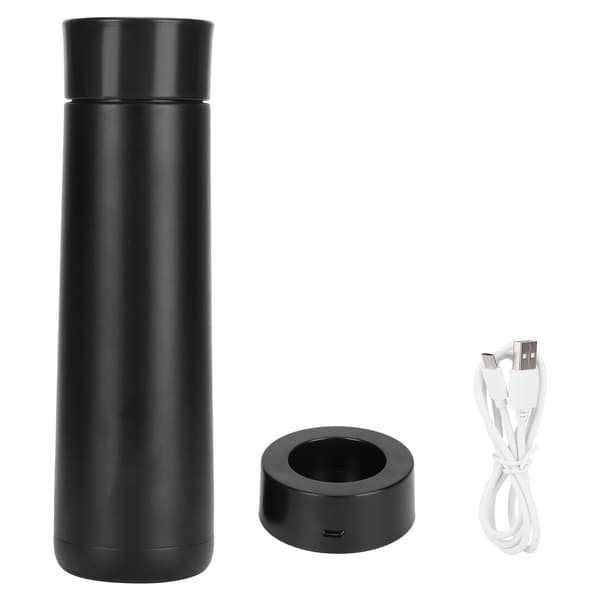 Smart Water Bottle with Touch Screen Temperature Display, Timed Reminder, USB Power Connection, Vacuum Cup, Black