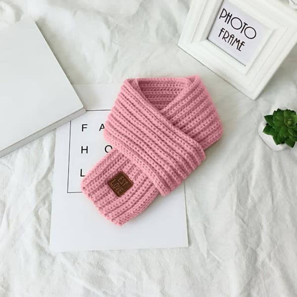 2 st varma vinter stickade halsdukar för barn varm halsduk halsvärmare khaki + rosa