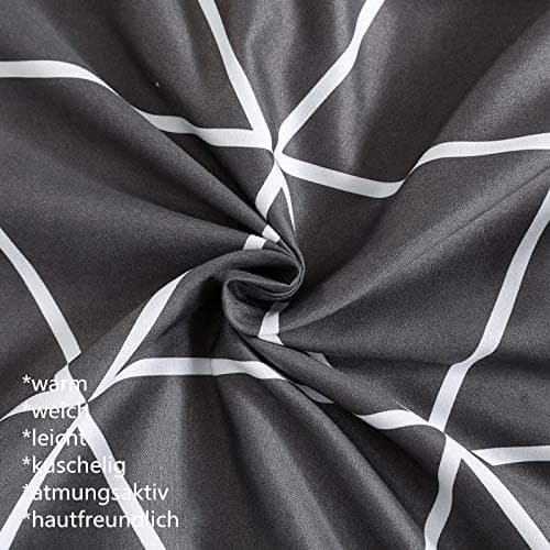 200x200cm Sort Hvid Grå Geometrisk Ternet Vendbart Sengetøjssæt 200*200cm 200*200cm