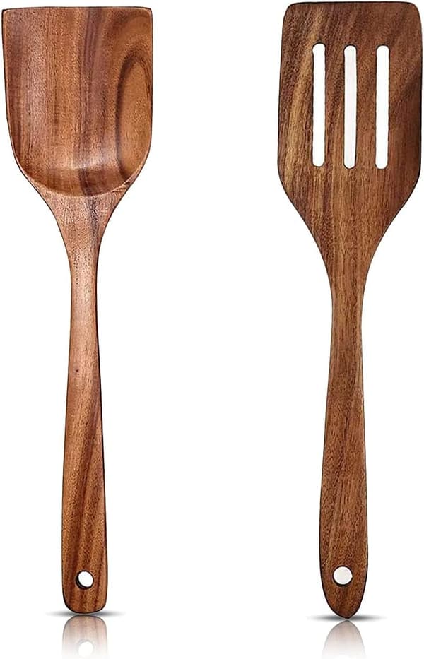 Sett med 2 trespatler 30 cm spatel matlagingsredskap produsert