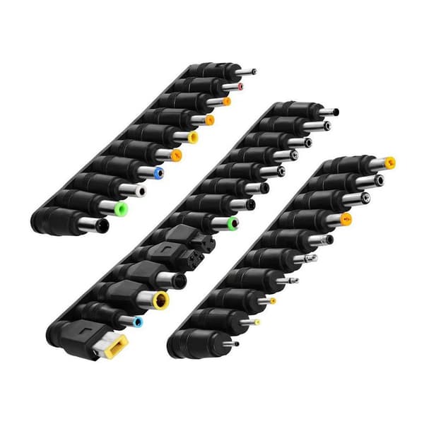 Universal DC-strømadapter, pakke med 34 DC-adaptere 5,5x2,1 mm DC-cylinderstik