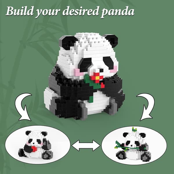 Panda Mini Building Blocks Set with Mini Building Blocks, Reusable, for Children from 6 Years and Adults (686 pcs)