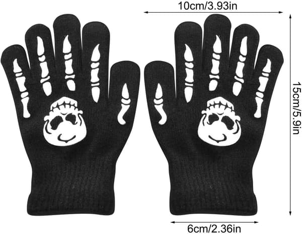 Halloween-handsker med skelet - i mørkt lysende kranie - Schädel