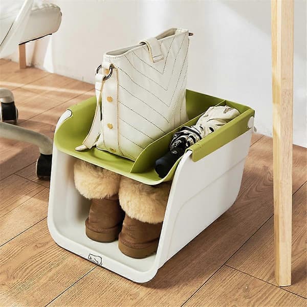 Shelf Shoe Rack Space-Saving Cabinet Organizer for Shoes Light Green