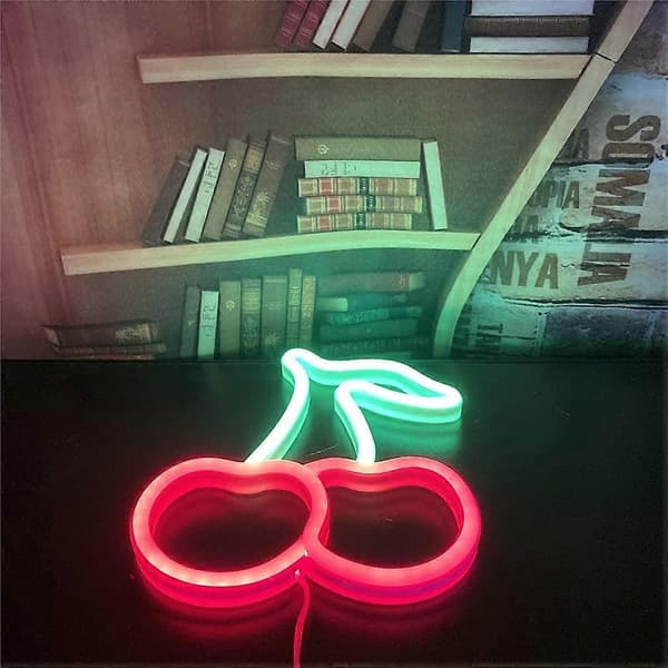 Cherry Hanging Neon Light, USB/Battery Powered for Bedroom Bar Christmas Party