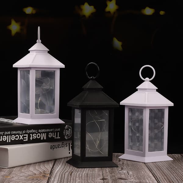 LED lantern, outdoor, decorative lantern, hanging or freestanding, H 20 cm, black