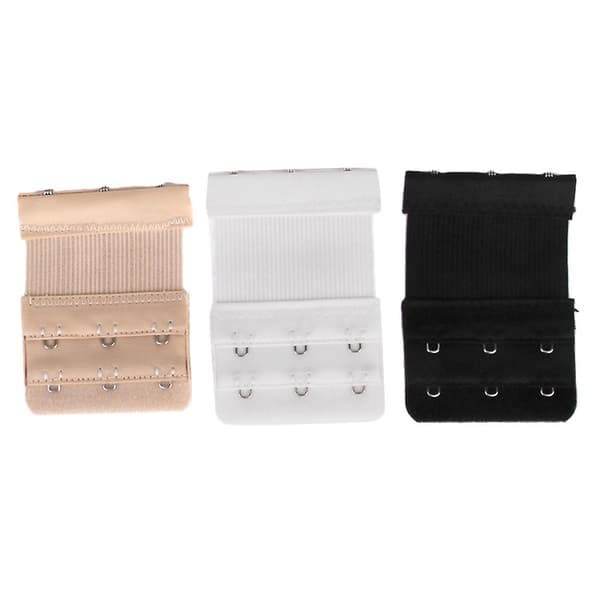 Phenovo Elastic 3-Eye Hook Bra Extender, 3 Pcs, Black, Nude, White