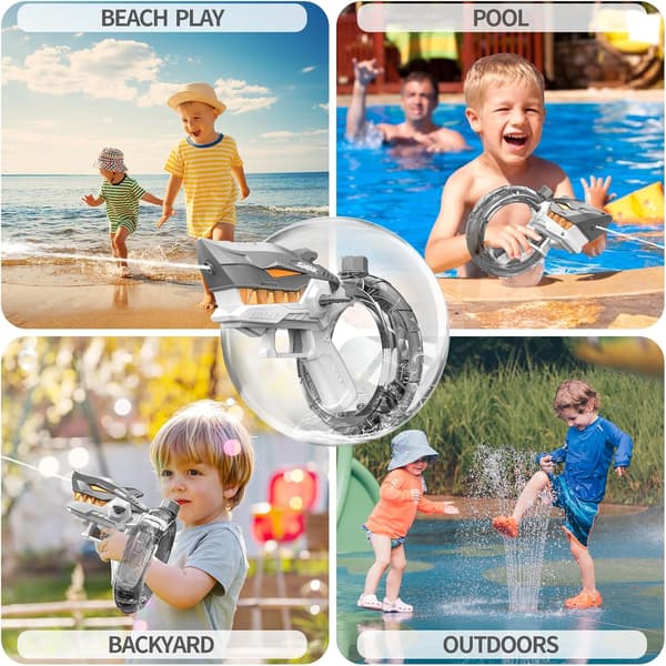 Wrist-Wrapping Shark Cartoon Electric Water Gun Long Range Automatic Powerful Water Blaster.
