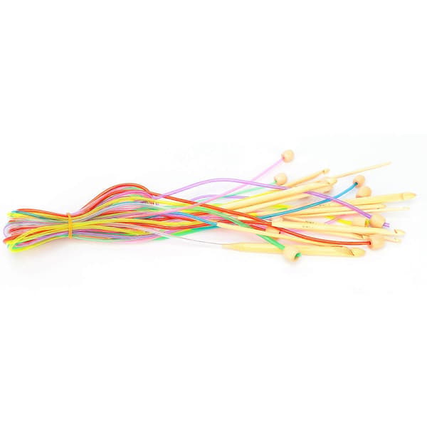 Carbonized Bamboo Tunisian Crochet Circular Knitting Needle with Bead for Carpet Blanket