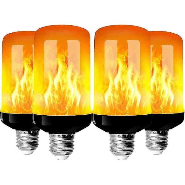 4-pack E27 Flame Light Bulbs 4W Base LED Flame Effect Lamps 4 Lighting Modes Decorative Indoor Lights for Home Garden Party