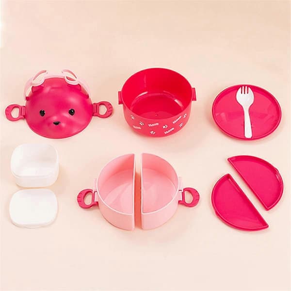 Stapelbar Bento Box Bärbar Läcksäker Bento Box Japansk Stil Dubbelskikts Bento Box Rosa
