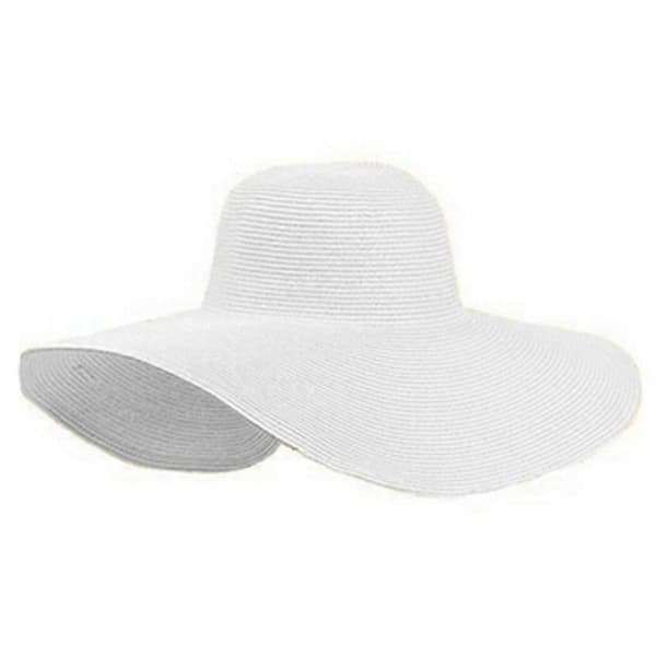 Sommer Dame Foldbar Bred Stor Skygge Slaphat Strandhat Solhat Halmhat WH