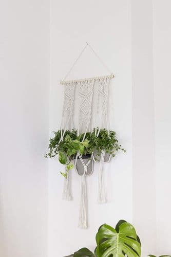QueHouse Makrame Garnblomsterpotte Dekorasjon - Veggdekor Boho Blomst
