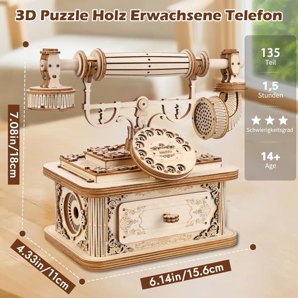 3D-puumallisarja - Mallipuhelin - Puupalapeli - DIY aikuisille