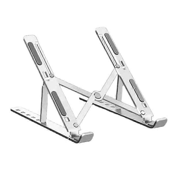 Bærbar computerstativ, foldbart bærbar computerstativ 6 vinkler justerbart, skridsikkert ventileret aluminiumsstativ kompatibelt med bærbar computer, tablet sølv [DB]