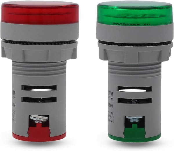 Rund LED Spændingsmåler Indikator – AC20-500V, 22 mm Digital Volt