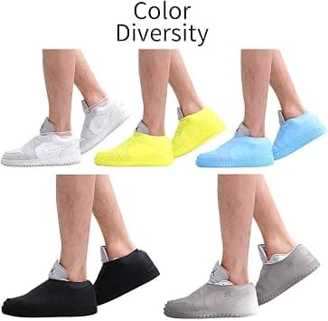 (Large Black 2 pcs) Waterproof Silicone Shoe Covers for Rain, Reusable