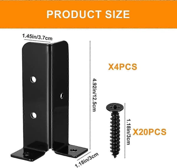 Adjustable Deck Post Bases, Set of 4 Post Foot Brackets, Pergola Brackets for 38x38/50x50/50x101/101x101 mm Posts, Deck Railing, Mailbox