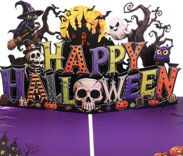 Halloween Pop-Up kort spøgelse græskar hjemsøgt hus kranie skulptur -