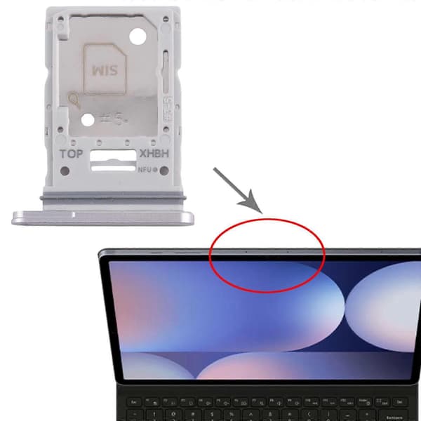 Samsung Galaxy Tab S10+ / S10 Ultra SIM+Micro SD-korttipaikka, hopea Silver