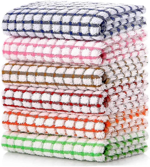 Köksdukar, 40 cm x 63 cm Bulk Bomulls Köksdukar, 6-pack Disktrasor För Disktrasor För Torkning Diskar Kläder Och Köksdukar