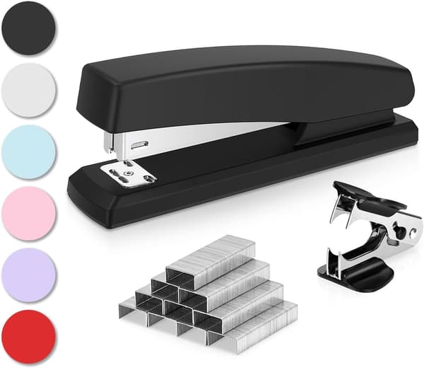1 pc Deli Stapler, Desktop Model, Office Stapler, 25 Sheet Capacity, Includes 5000 Staples and Staple Remover, Black