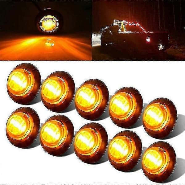 20x 3/4 tommer 3LED sidemarkeringslys trailer lastbil blinklys frigangslys gul