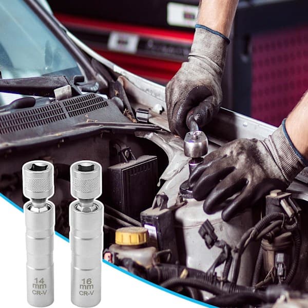 2-pack Magnetic Spark Plug Wrench 16mm/14mm Long, Spark Plug Remover, 3/8\" -10mm Flexible