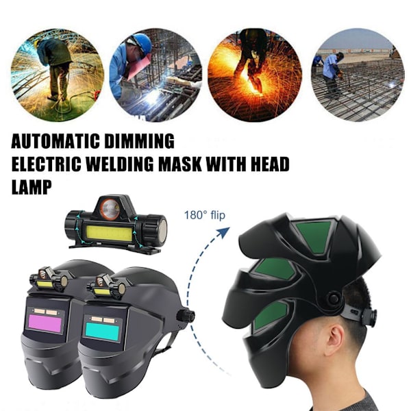 Automatic Darkening Welding Helmet Head-Mounted Welding Mask Safe Headlight One Headlight One
