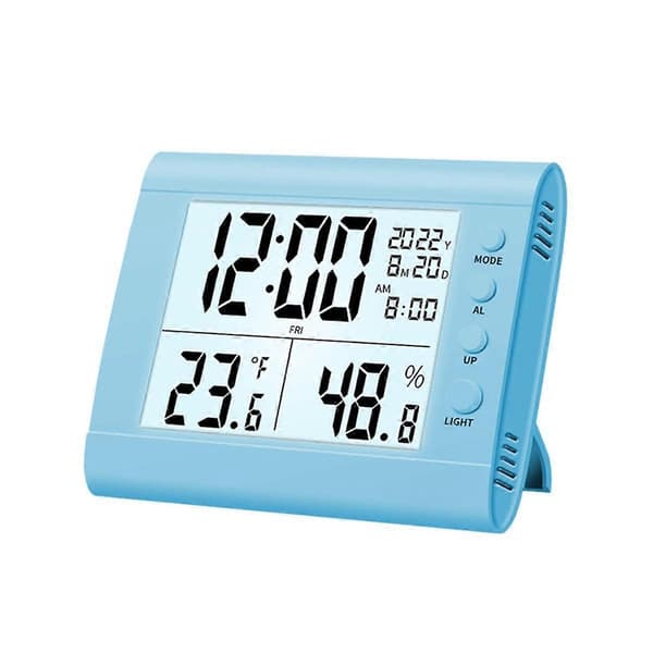 LED-display elektronisk klocka med dag och datum stereo digital display snooze väckarklocka inomhustemperatur bordsklocka, B