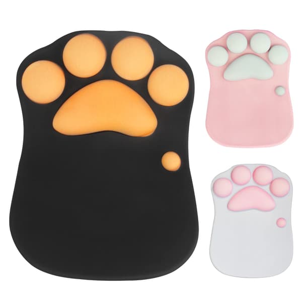 Mouse Pad with Cat and Wrist Rest, Ergonomic Portable Mouse Pad (Black)