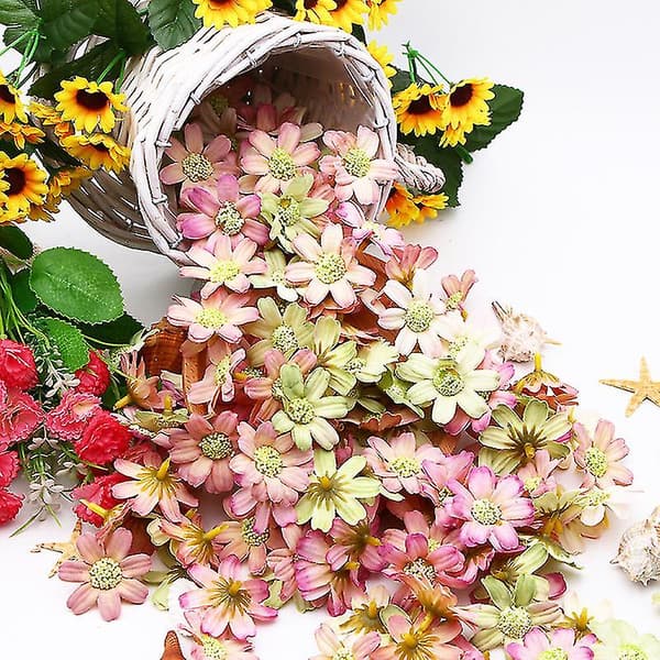 100 stk 4,5 cm Mix Kunstig Blomst Lille Daisy Kunstig Blomst