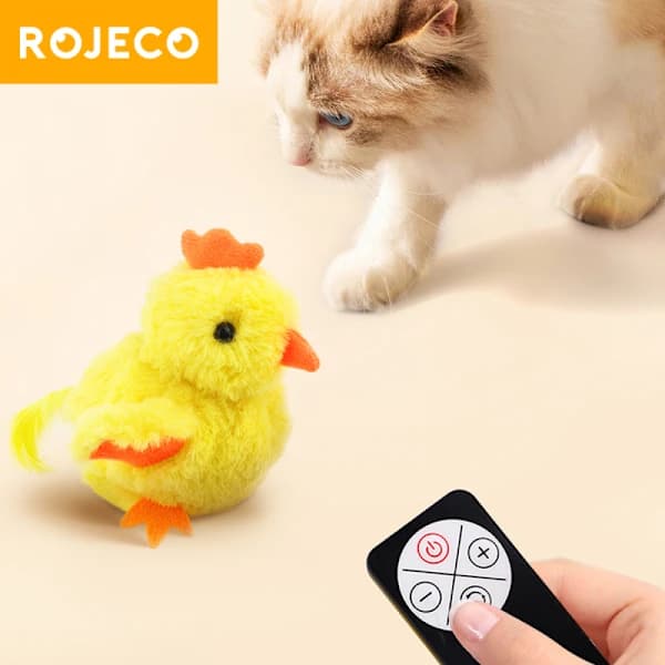 Catnip Cat Toys Interactive Flapping Chick With Realistic Chicken Sound Touch Activated Remote Control Rechargeable Cat Toy