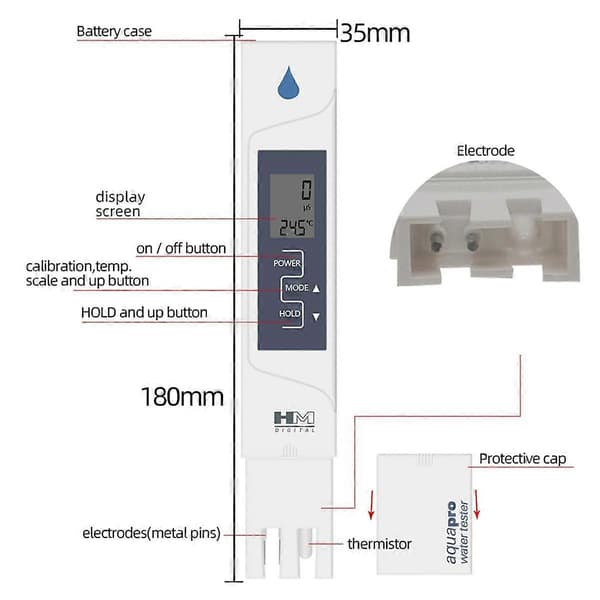 2-i-1 Vannkvalitetstester AP-2 EC og Temperatur med Automatisk Kalibrering og Datahold