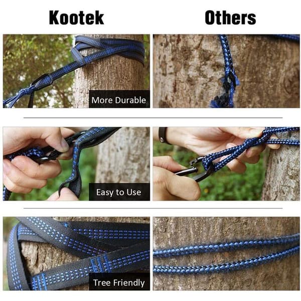 Camping Hammock Portable Double and Single Hammocks with 2 Tree Straps, Parachute Hammocks for Hiking, Travel, Black