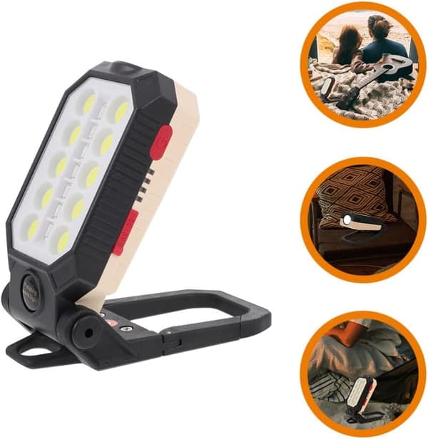 Bærbar LED-arbejdslampe til udendørs brug, genopladelig, campinglampe, COB