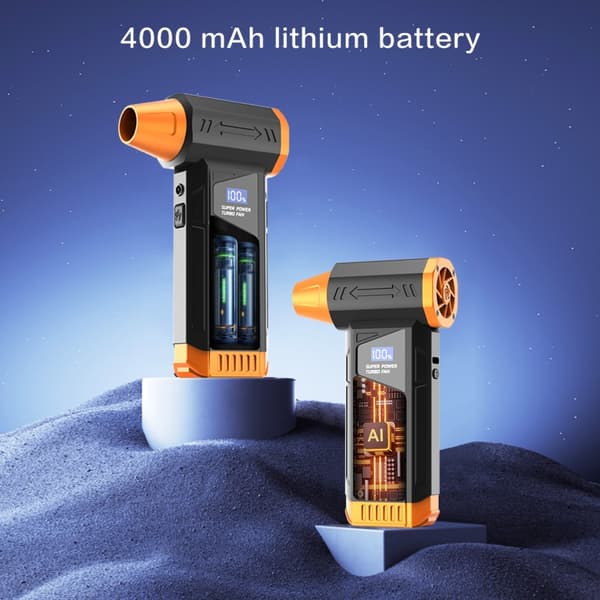 Handheld Portable Air Duster with LED Display & Adjustable Wind Speed for Electronics Cleaning Orange Orange