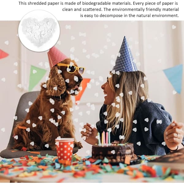 Biodegradable Confetti, 60g Wedding Confetti, Table Confetti, White Heart Confetti, for Weddings, Decorations and Parties