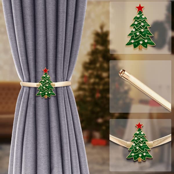 2-pack (Tree) Christmas Curtain Tiebacks Aluminum Alloy Sp