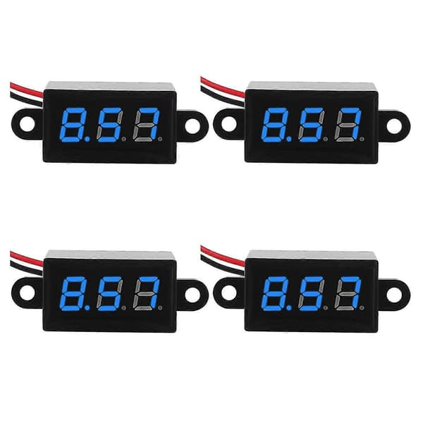 4 stk Mini Digital Voltmeter 0.28 Tommer 2 Ledninger 3.0v-30v Digital Voltmeter D