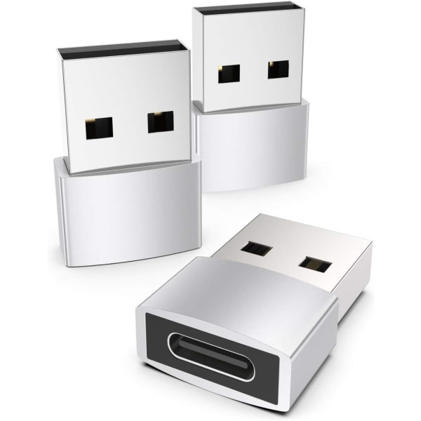 Silver USB c till USB -adapter 3-pack kompatibel med iPhone 13 12