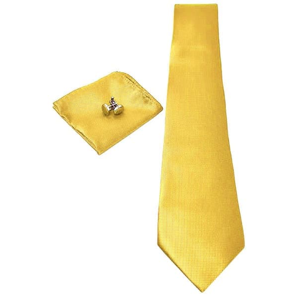 /QD/ Suit Accessories | Tie + Handkerchief + Cufflinks - Yellow