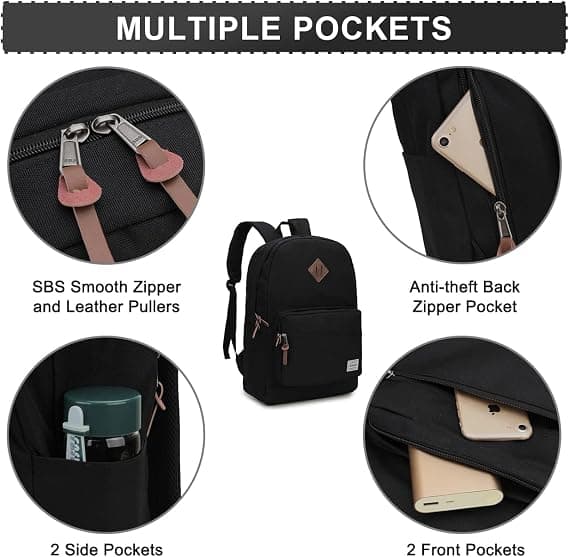 Backpack for School, Water-Resistant Unisex 15.6 inch Laptop Backpack