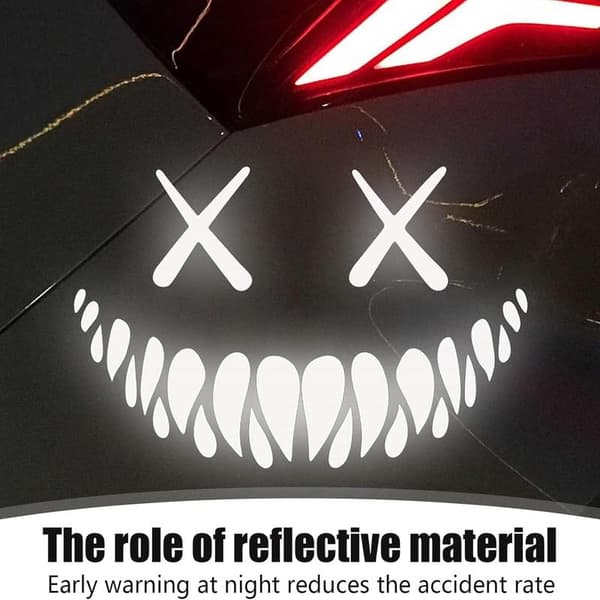 1 pc Car Rear Window Decal, 40 x 26 cm Halloween Atmosphere Devil Smile Shape Reflective Car Sticker, Holiday