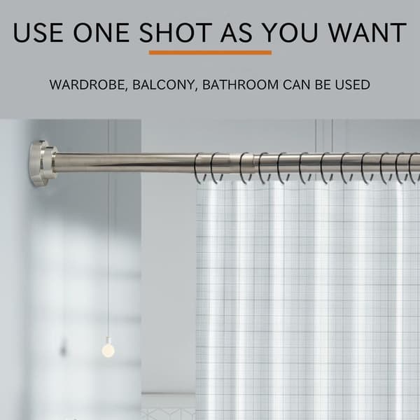 Stainless Steel Shower Rod, Extendable Clothes Drying Rod, Spring Rod for Bathroom 40-55 cm