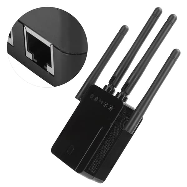 Wireless Repeater Black Dual Band WiFi Signal Network Extension Amplifier 100-240V (US Plug)