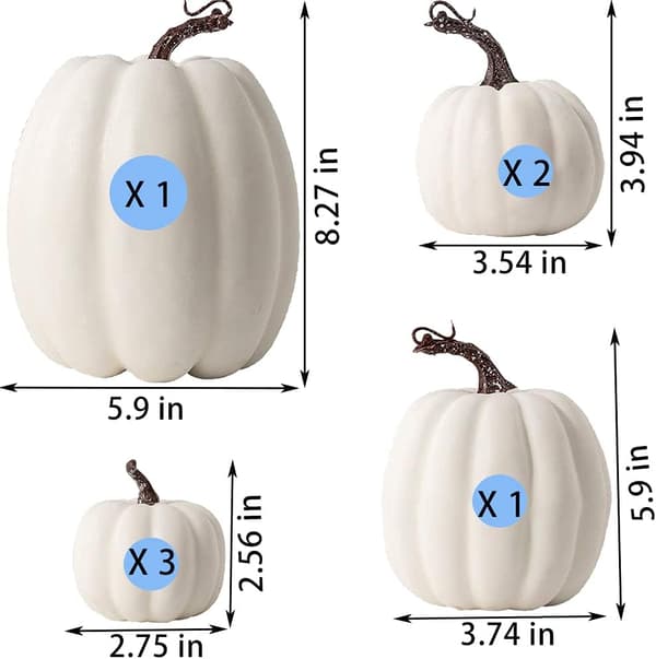 7 stk. Kunstige Græskar, Efterårsdekoration, Hvidt Græskar til Thanksgiving Efterårshøst Halloween Jul